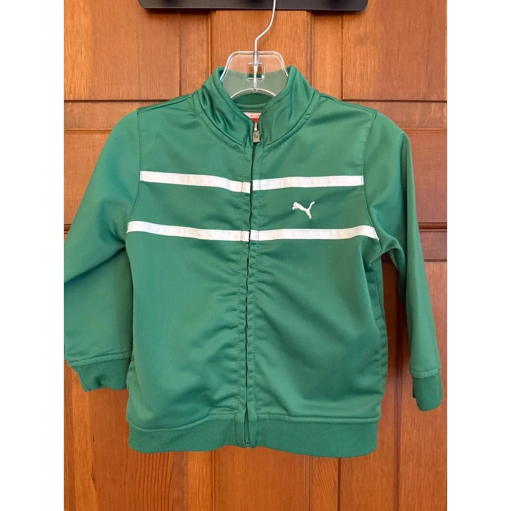 Puma Toddler 2-PC Track Suit Set Size 24 Months Green Zip-Up Jacket Sweatpant